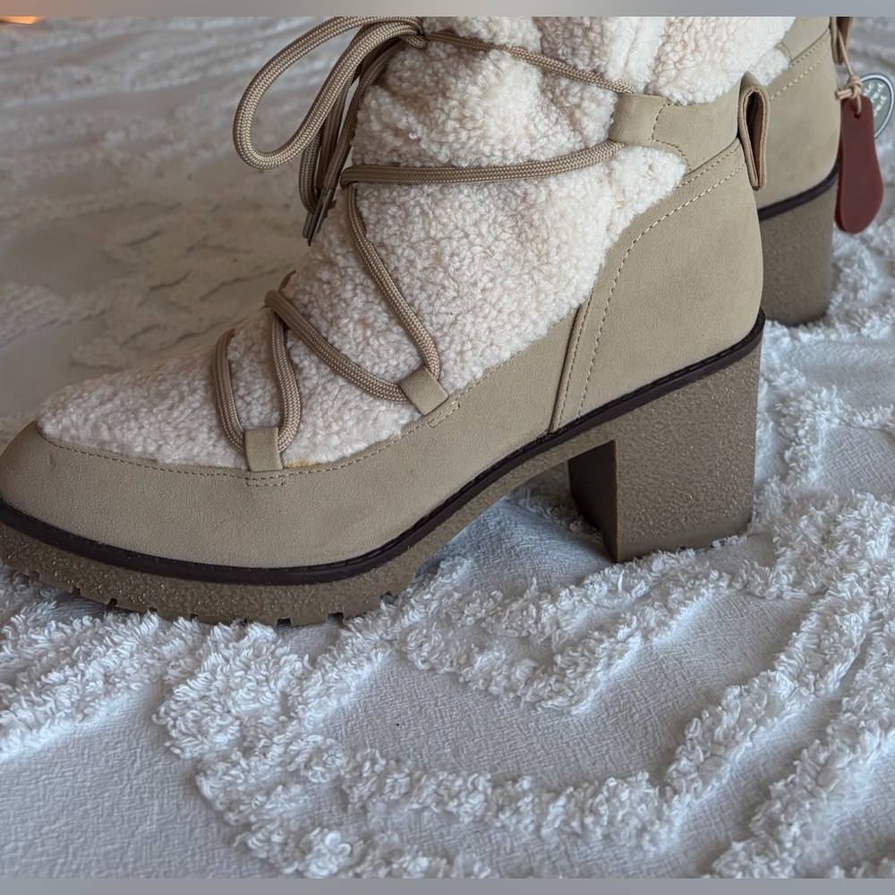 NWT MIA Faux-Shearling Block Heel Ankle Boots sz 9M - Picture 5 of 8